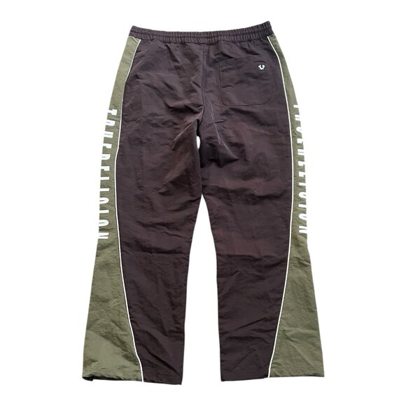 True Religion Color Blocked Nylon Jogger Dark Brown/Kalamata Size XL NWT Rare - Picture 7 of 11